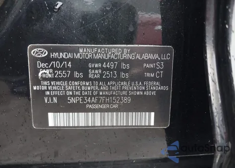 2015 Hyundai Sonata Limited из США, поврежденный, VIN 5NPE34AF7FH152389